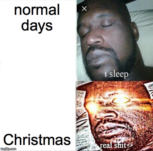 Sleeping Shaq Meme | normal days; Christmas | image tagged in memes,sleeping shaq | made w/ Imgflip meme maker