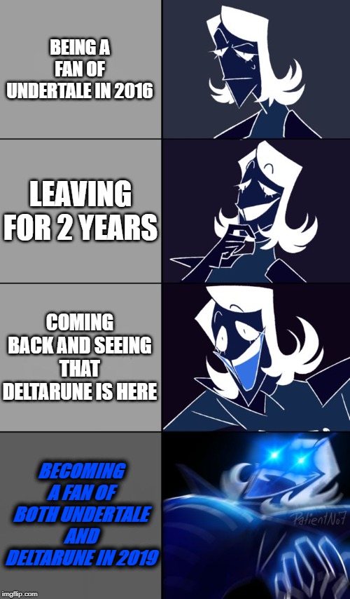 Rouxls Kaard | BEING A FAN OF UNDERTALE IN 2016; LEAVING FOR 2 YEARS; COMING BACK AND SEEING THAT DELTARUNE IS HERE; BECOMING A FAN OF BOTH UNDERTALE AND DELTARUNE IN 2019 | image tagged in rouxls kaard | made w/ Imgflip meme maker