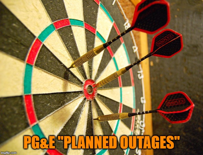 Dartboard | PG&E "PLANNED OUTAGES" | image tagged in dartboard | made w/ Imgflip meme maker