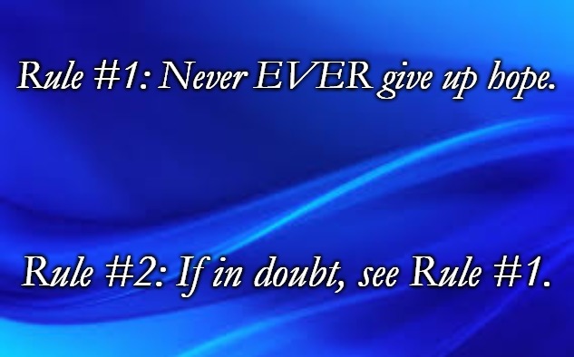 Blue Background | Rule #1: Never EVER give up hope. Rule #2: If in doubt, see Rule #1. | image tagged in blue background | made w/ Imgflip meme maker