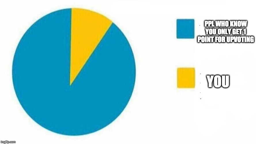 pie chart | PPL WHO KNOW YOU ONLY GET 1 POINT FOR UPVOTING YOU | image tagged in pie chart | made w/ Imgflip meme maker