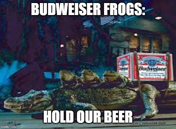 BUDWEISER FROGS: HOLD OUR BEER | made w/ Imgflip meme maker