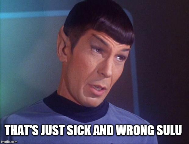 Spock | THAT'S JUST SICK AND WRONG SULU | image tagged in spock | made w/ Imgflip meme maker