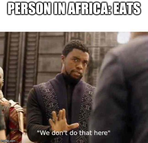 we dont do that here | PERSON IN AFRICA: EATS | image tagged in we dont do that here | made w/ Imgflip meme maker