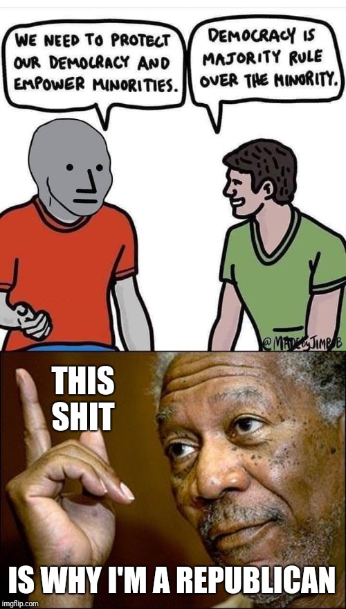 Democracy. | THIS SHIT; IS WHY I'M A REPUBLICAN | image tagged in this morgan freeman,democracy,republic,history,facts | made w/ Imgflip meme maker