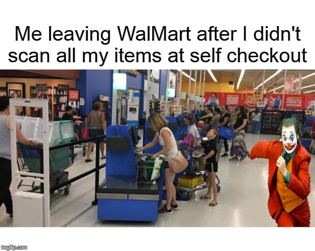 High Quality Joker Walmart Self Checkout Steal Blank Meme Template