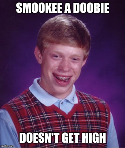 Bad Luck Brian Meme | SMOOKEE A DOOBIE DOESN'T GET HIGH | image tagged in memes,bad luck brian | made w/ Imgflip meme maker
