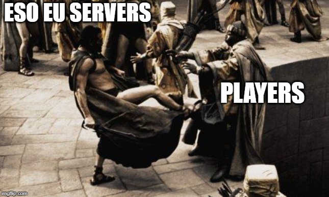 Sparta Kick | ESO EU SERVERS; PLAYERS | image tagged in sparta kick | made w/ Imgflip meme maker