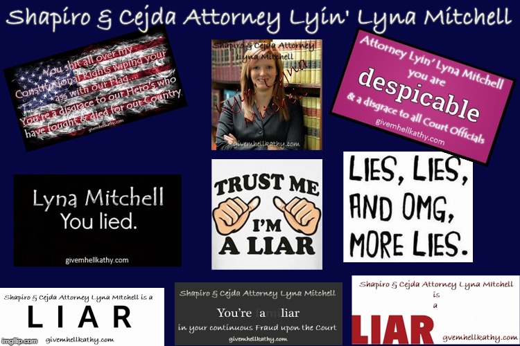 Shapiro & Cejda Attorney Lyna Mitchell
#Attorney_Lyin_Lyna_Mitchell_Fraud_Upon_the_Court
#OKCO_Fraud_Upon_The_Court | image tagged in oklahoma,court,supreme court,corruption,tyranny,judge | made w/ Imgflip meme maker