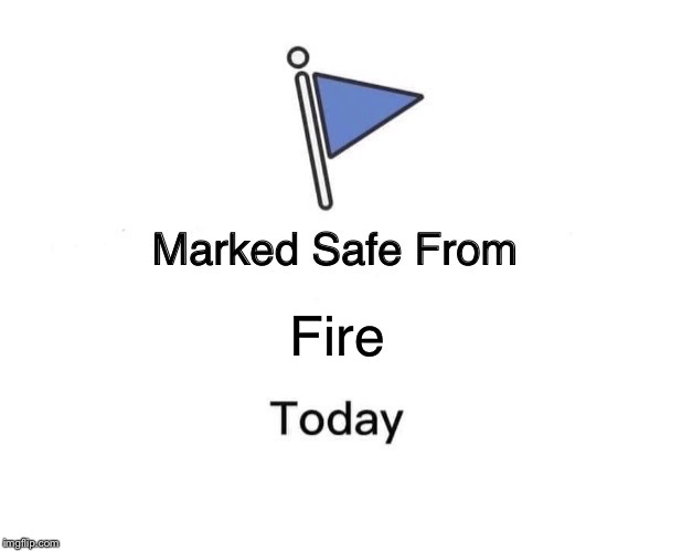 Marked Safe From | Fire | image tagged in memes,marked safe from | made w/ Imgflip meme maker