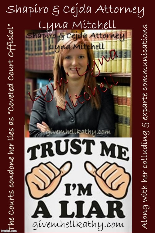 Shapiro & Cejda Attorney Lyna Mitchell
#Attorney_Lyin_Lyna_Mitchell_Fraud_Upon_the_Court
#OKCO_Fraud_Upon_The_Court | image tagged in oklahoma,supreme court,court,corruption,tyranny,judge | made w/ Imgflip meme maker