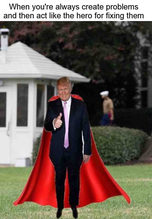 High Quality Trump Superhero To His Own Shit He Created Blank Meme Template