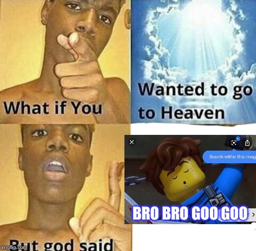 What if you wanted to go to Heaven | BRO BRO GOO GOO | image tagged in what if you wanted to go to heaven | made w/ Imgflip meme maker