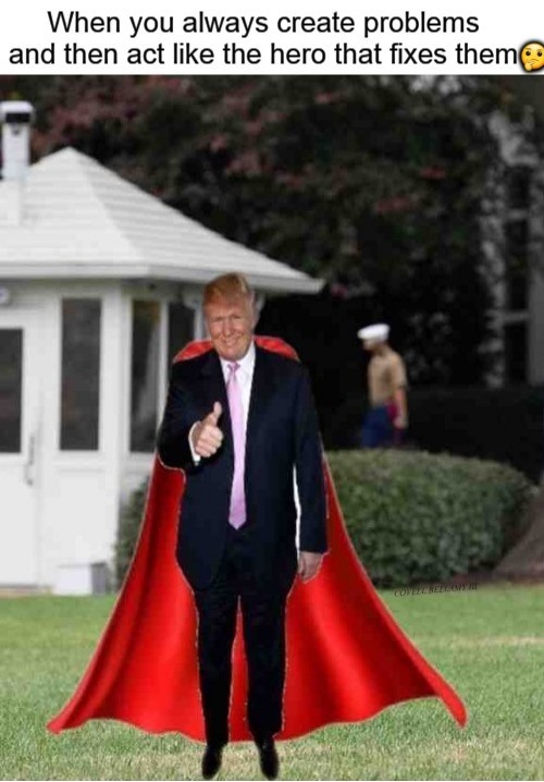 High Quality Trump Superhero To His Own Shit He Created5 Blank Meme Template