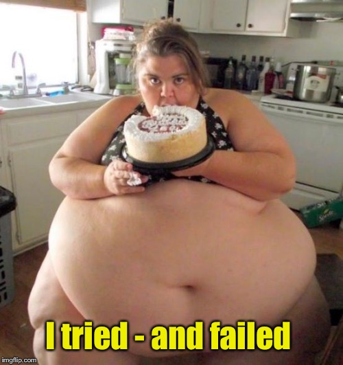 Fat Woman | I tried - and failed | image tagged in fat woman | made w/ Imgflip meme maker