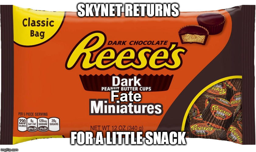 Terminator: Dark Fate | SKYNET RETURNS; Fate; FOR A LITTLE SNACK | image tagged in terminator,dark fate,skynet,dereck reese,kyle reese | made w/ Imgflip meme maker