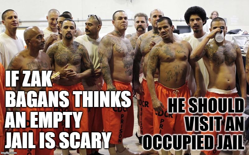 Jail Adventures | IF ZAK BAGANS THINKS AN EMPTY JAIL IS SCARY; HE SHOULD VISIT AN OCCUPIED JAIL | image tagged in jail,reality tv,reality check,so true memes,television,life lessons | made w/ Imgflip meme maker