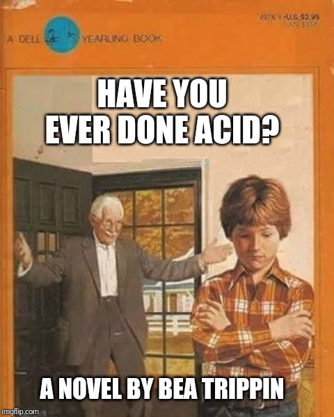 book cover | HAVE YOU EVER DONE ACID? A NOVEL BY BEA TRIPPIN | image tagged in book cover | made w/ Imgflip meme maker