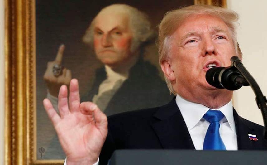 George Washington flips the bird to Trump Blank Meme Template