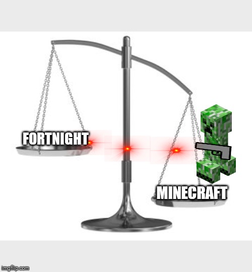 scales of justice | FORTNIGHT; MINECRAFT | image tagged in scales of justice | made w/ Imgflip meme maker