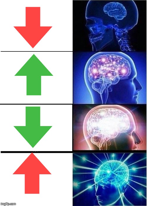 Downvotes going up | image tagged in memes,expanding brain,downvote,upvotes,funny | made w/ Imgflip meme maker