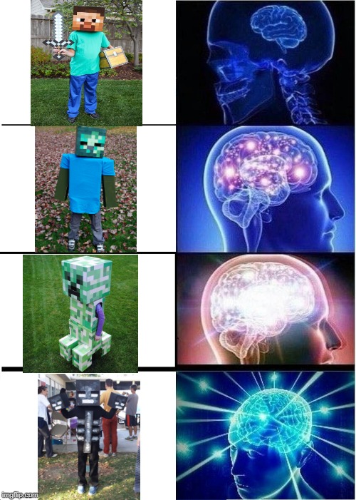 WITHER IS BETTER | image tagged in memes,expanding brain,minecraft,costume | made w/ Imgflip meme maker