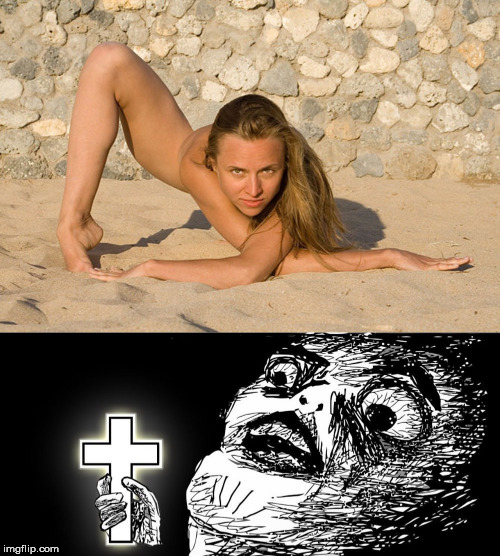 image tagged in omg rage face cross,call the exorcist,twisted,body,pose | made w/ Imgflip meme maker