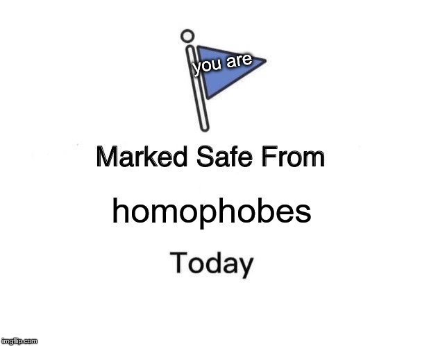 Marked Safe From Meme |  you are; homophobes | image tagged in memes,marked safe from | made w/ Imgflip meme maker