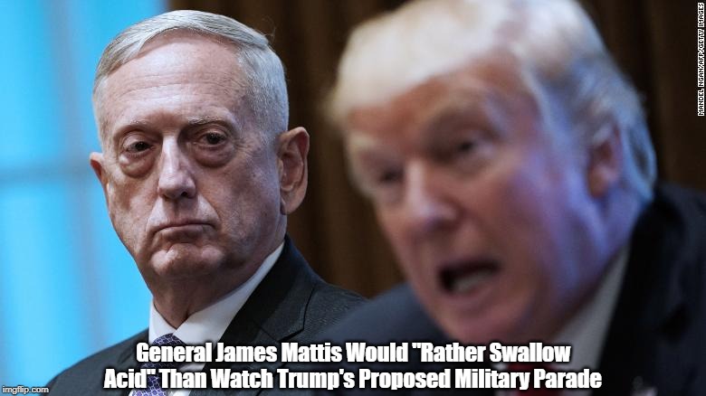 General James Mattis Would "Rather Swallow Acid" Than Watch Trump's Proposed Military Parade | made w/ Imgflip meme maker