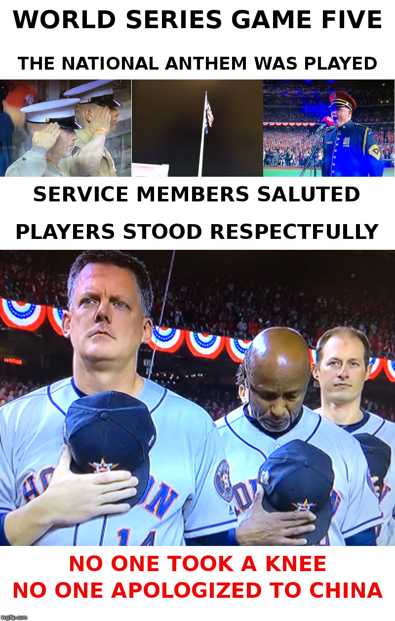 World Series Game Five | image tagged in world series,us flag,national anthem,colin kaepernick,nfl,nba | made w/ Imgflip meme maker