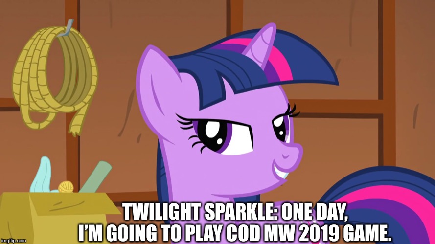 Twilight wants to buy new COD MW game | TWILIGHT SPARKLE: ONE DAY, I’M GOING TO PLAY COD MW 2019 GAME. | image tagged in twilight sparkle one day,mlp fim,call of duty,modern warfare,2019,video games | made w/ Imgflip meme maker