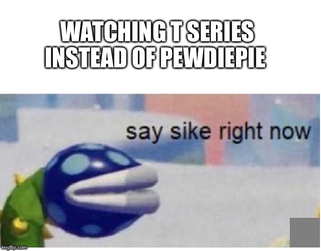 say sike right now | WATCHING T SERIES INSTEAD OF PEWDIEPIE | image tagged in say sike right now | made w/ Imgflip meme maker