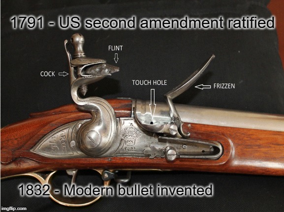 "Right to Bear Muskets" Amendment |  1791 - US second amendment ratified; 1832 - Modern bullet invented | image tagged in michael moore,context | made w/ Imgflip meme maker