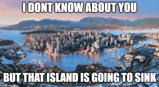 huh | I DONT KNOW ABOUT YOU; BUT THAT ISLAND IS GOING TO SINK | image tagged in well oof,your wrong | made w/ Imgflip meme maker