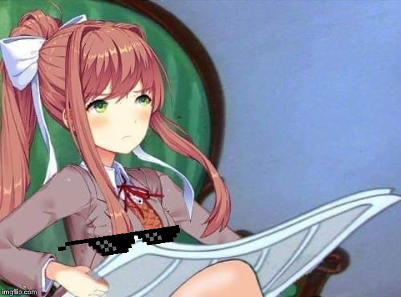 Newspaper Monika | image tagged in newspaper monika | made w/ Imgflip meme maker