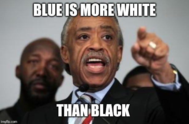 Al Sharpton | BLUE IS MORE WHITE; THAN BLACK | image tagged in al sharpton | made w/ Imgflip meme maker