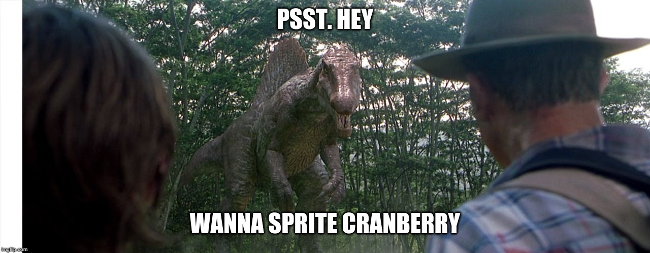 do you? | PSST. HEY; WANNA SPRITE CRANBERRY | image tagged in jurrasic dealer | made w/ Imgflip meme maker