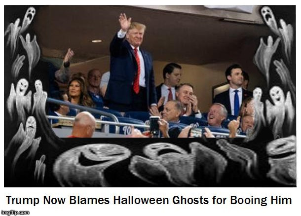 orange man spooked | image tagged in politics,donald trump,trump,impeach trump,funny,halloween | made w/ Imgflip meme maker