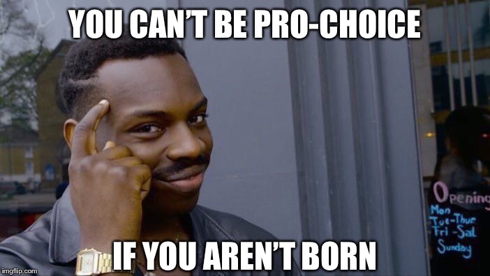 Roll Safe Think About It | YOU CAN’T BE PRO-CHOICE; IF YOU AREN’T BORN | image tagged in memes,roll safe think about it | made w/ Imgflip meme maker