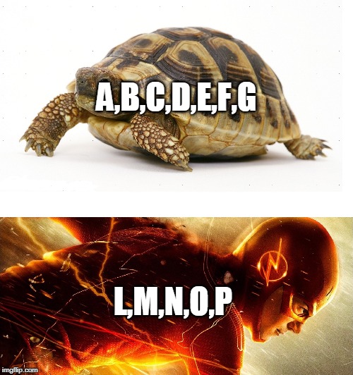 Slow vs Fast Meme | A,B,C,D,E,F,G; L,M,N,O,P | image tagged in slow vs fast meme | made w/ Imgflip meme maker