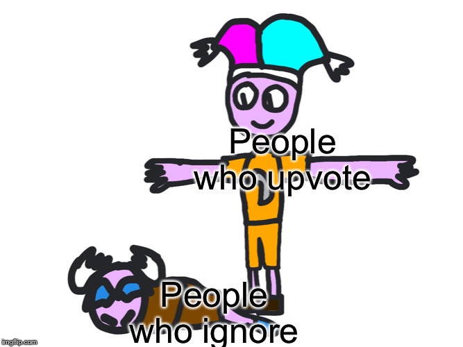People who upvote; People who ignore | image tagged in mark t posing on mando | made w/ Imgflip meme maker