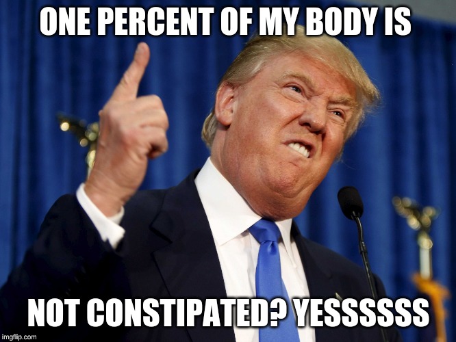 One Percent | ONE PERCENT OF MY BODY IS; NOT CONSTIPATED? YESSSSSS | image tagged in one percent | made w/ Imgflip meme maker