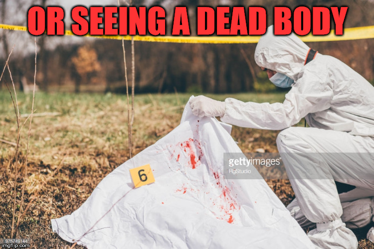 Covering a dead body | OR SEEING A DEAD BODY | image tagged in covering a dead body | made w/ Imgflip meme maker