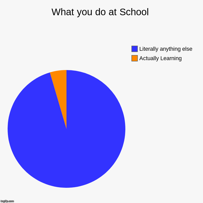 What you do at School | Actually Learning, Literally anything else | image tagged in charts,pie charts | made w/ Imgflip chart maker