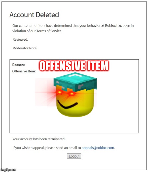 Banned From Roblox Memes Imgflip
