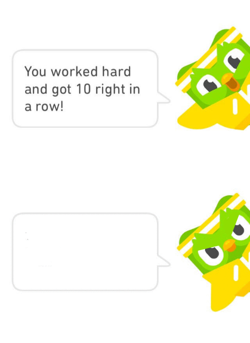 High Quality Duolingo 10 in a Row Blank Meme Template