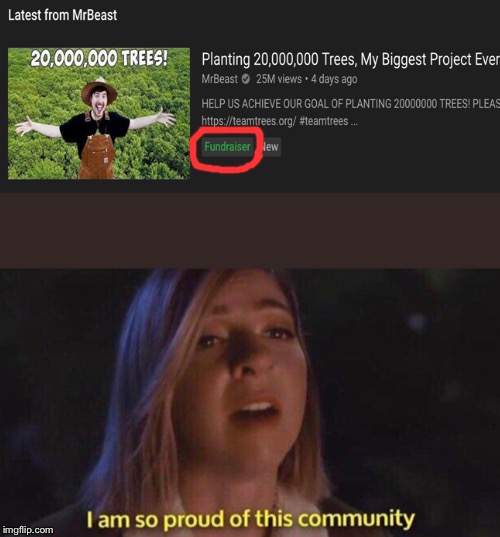 We are proud | image tagged in mrbeast,save the earth,trees | made w/ Imgflip meme maker
