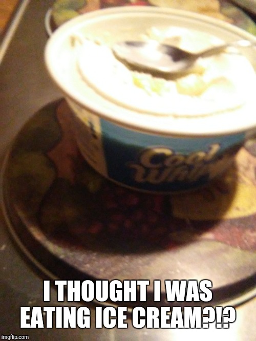 I THOUGHT I WAS EATING ICE CREAM?!? | image tagged in memes | made w/ Imgflip meme maker