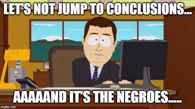 Aaaaand Its Gone Meme | LET'S NOT JUMP TO CONCLUSIONS... AAAAAND IT'S THE NEGROES..... | image tagged in memes,aaaaand its gone | made w/ Imgflip meme maker