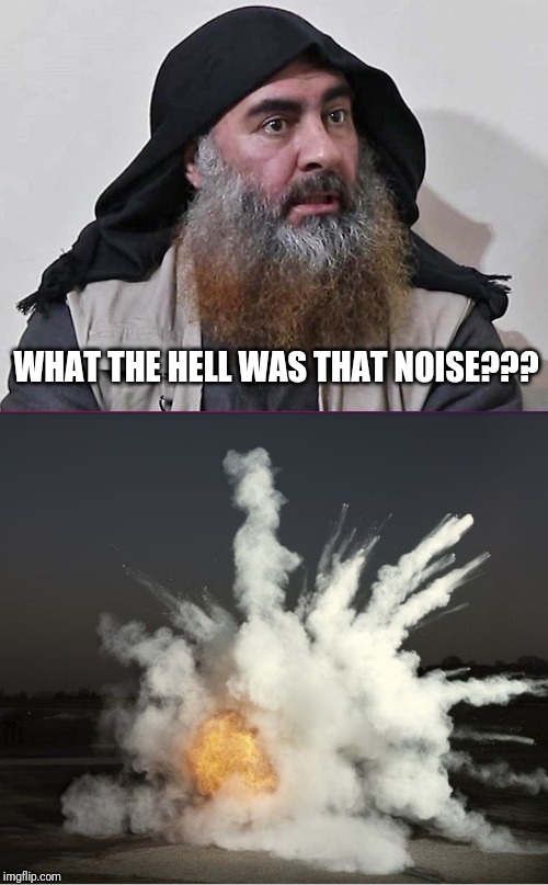 That look on your face when... | WHAT THE HELL WAS THAT NOISE??? | image tagged in baghdadi,trump 2020,kill isis,isis,what the hell | made w/ Imgflip meme maker